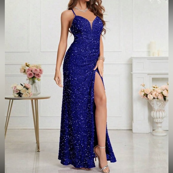 Luxe slit thigh party formal evening dress - Picture 7 of 7